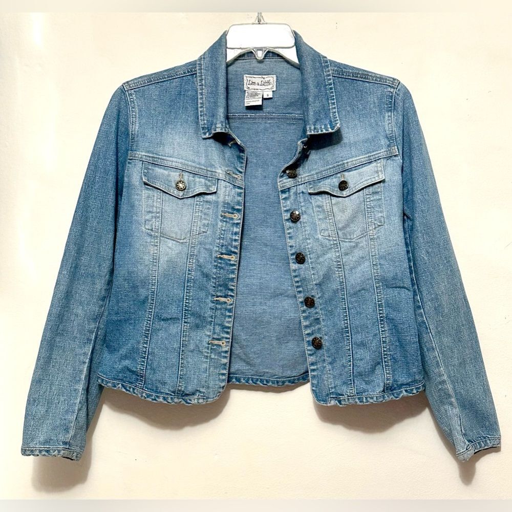 Live a Little Denim Blue Jean Jacket Button Up S